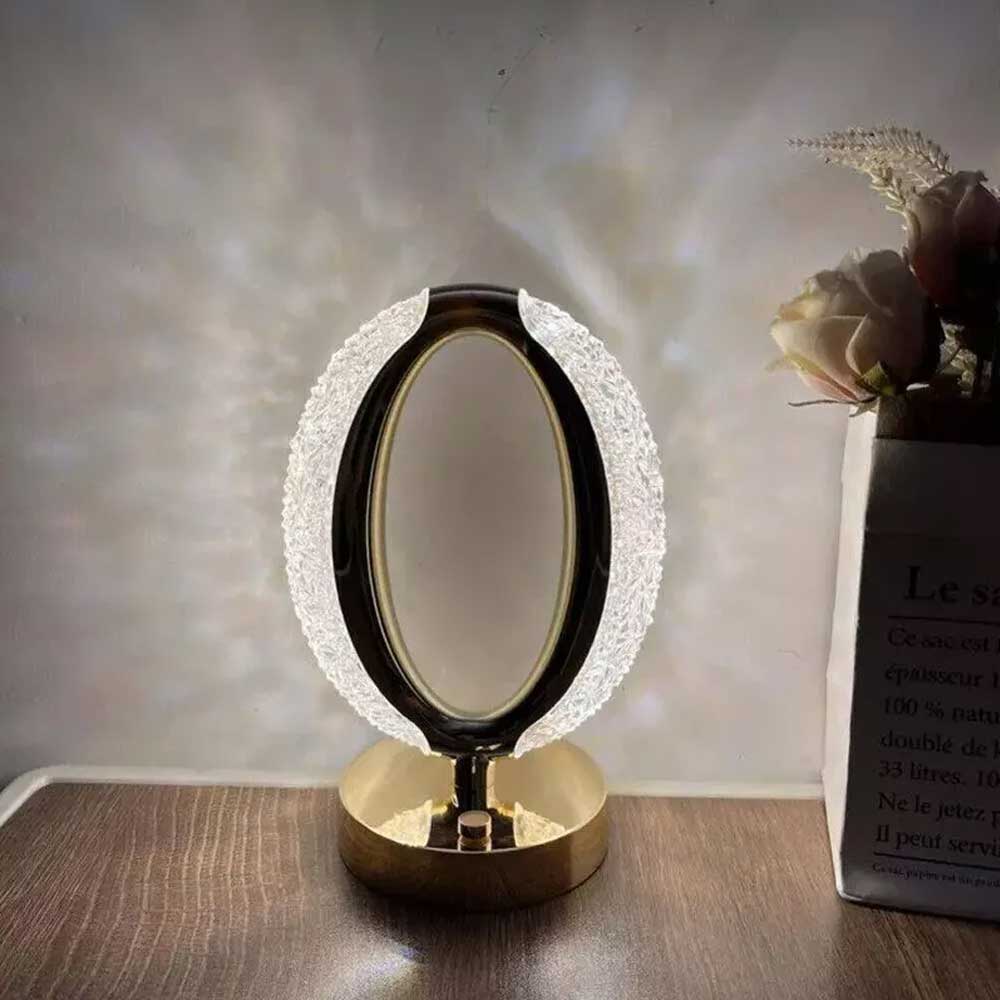 Table Lamp Crystal Night Light Touch Control USB Rechargeable Bedside Lamp Decor