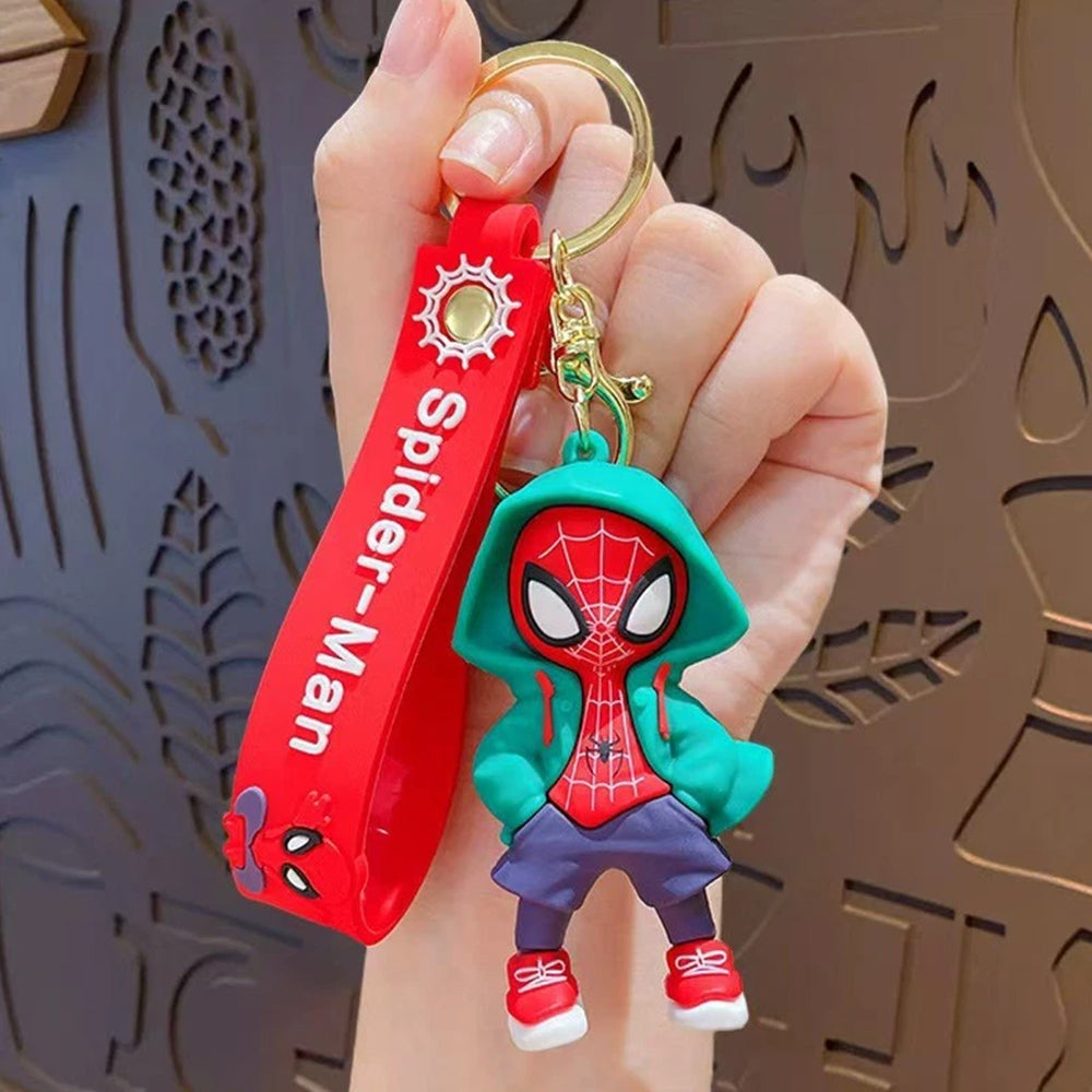 4-Pack Spider-Man Keychain – 3D Figure Keyring, Marvel Bag Charm for Collectors