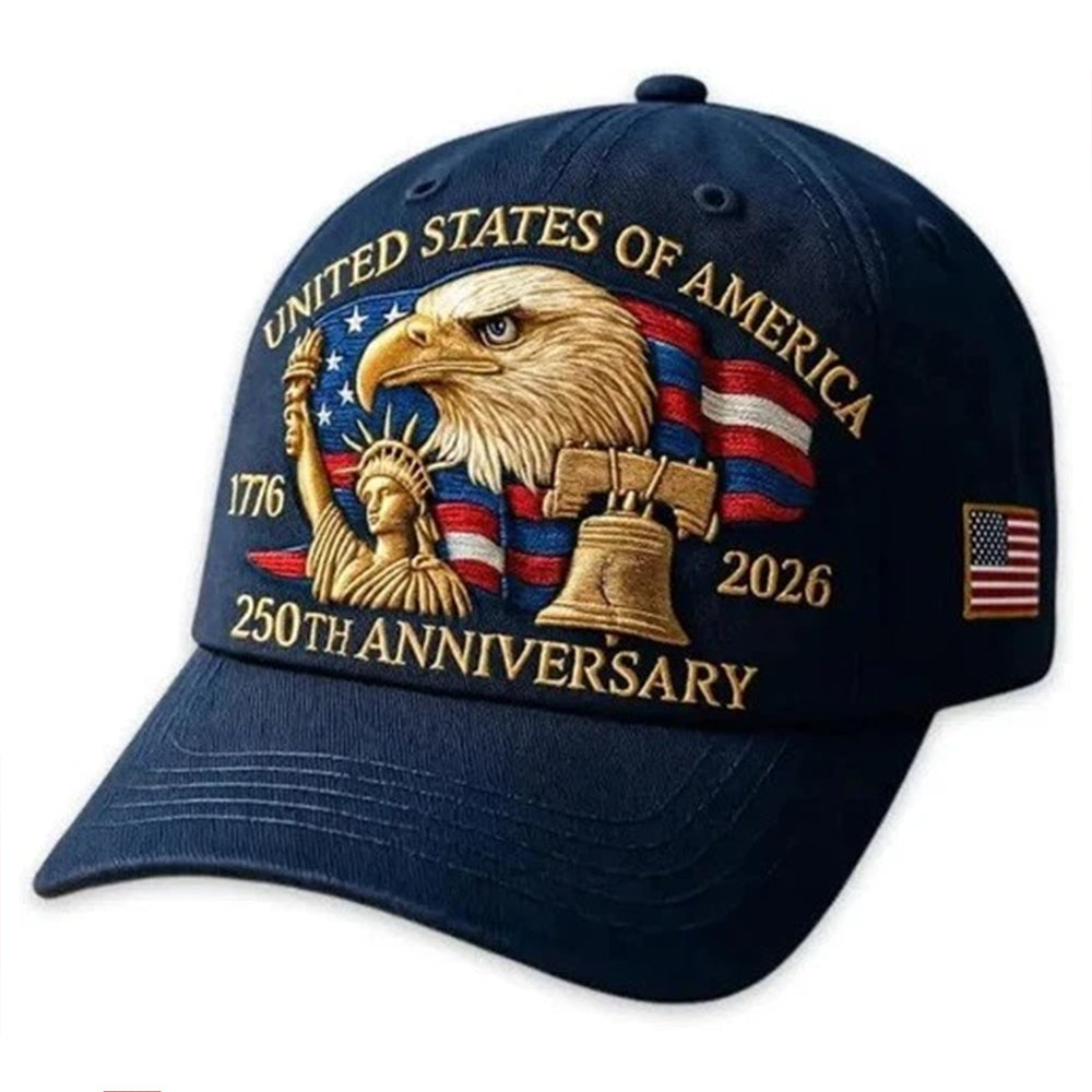 America 250th Anniversary Baseball Cap - Adjustable Patriotic Embroidered Hat 1776-2026
