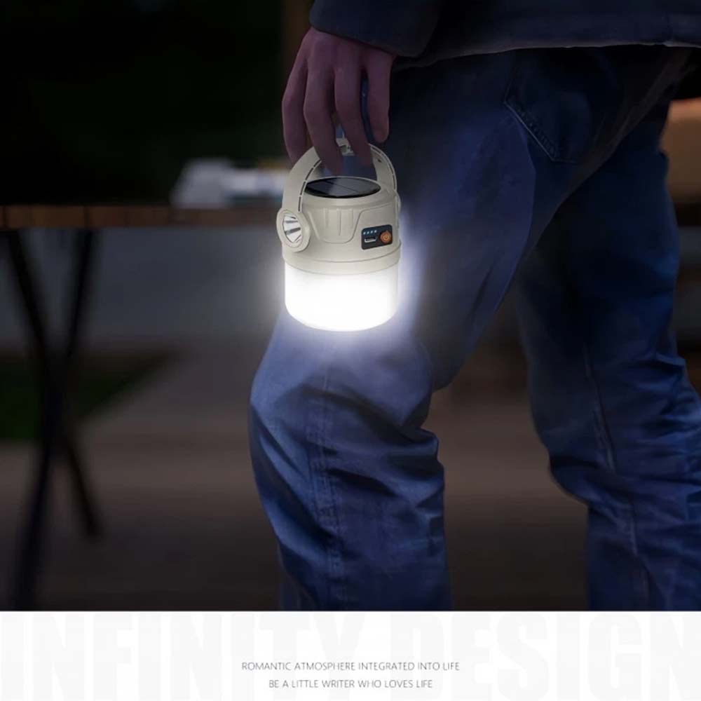 Solar Camping Lantern Flashlight - LED USB Rechargeable Tent Light for Outdoor Use