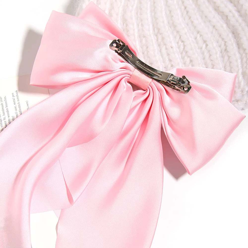 Large Bow Hair Clip – Satin Ribbon Barrette for Women & Girls, Hairpin Headwear