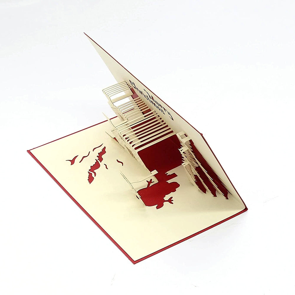 3D Pop-Up Christmas Card – Snowy Cottage Holiday Greeting Card