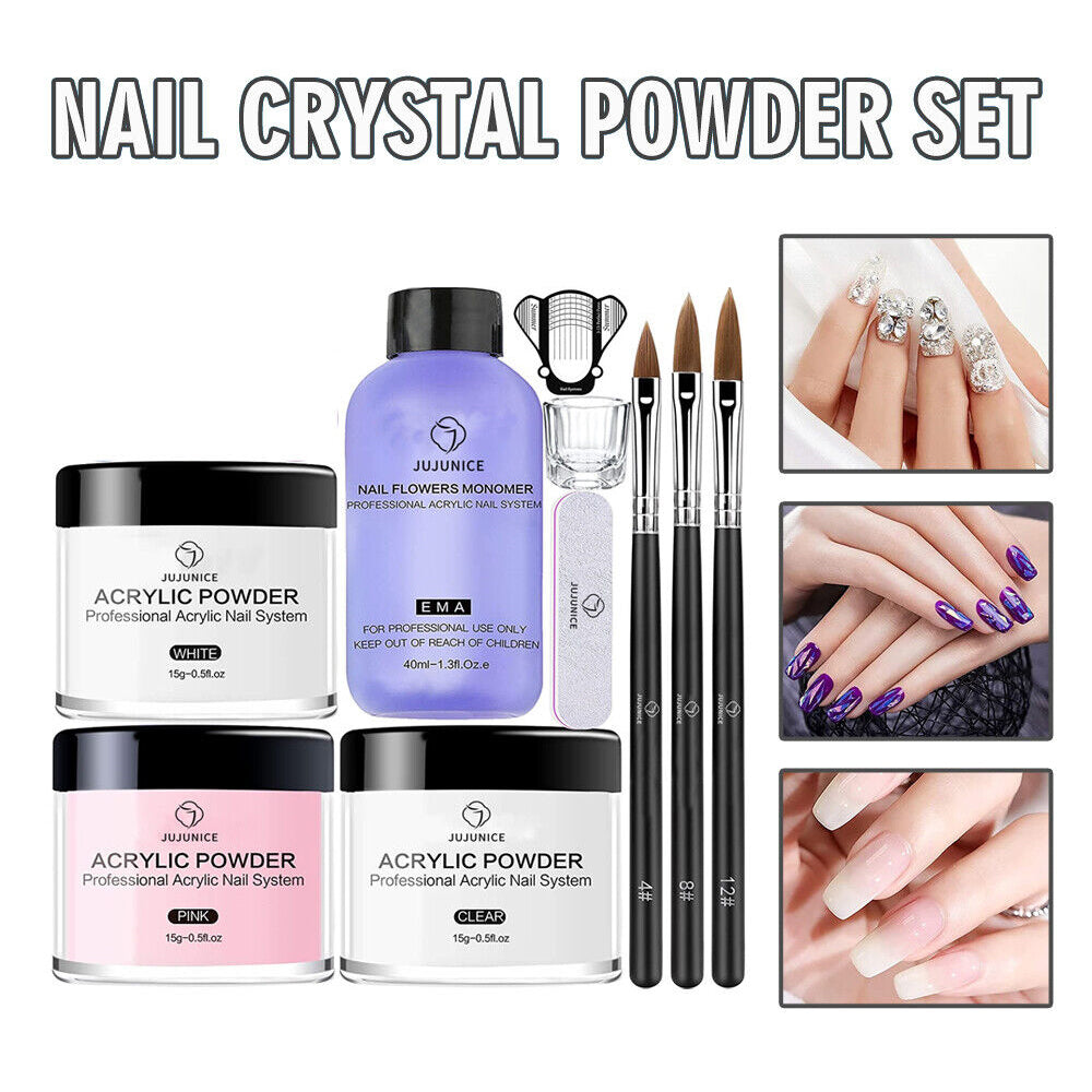 10pcs/Set Nail Art Kit Tip Acrylic Powder Liquid Monomer Extension Manicure Tool