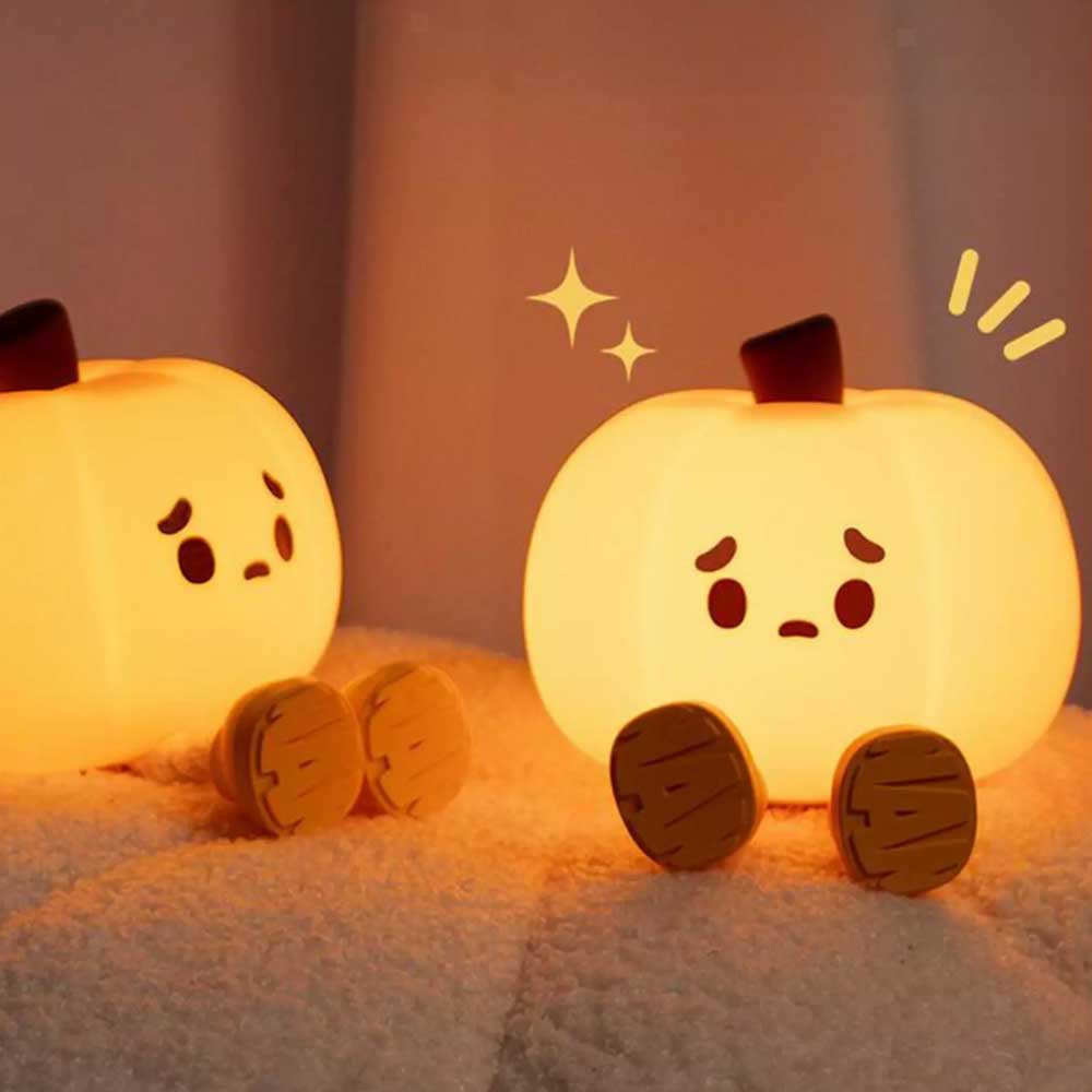Pumpkin Night Light for Kids 30Min Timer Control, Silicone Touch Bedroom Baby