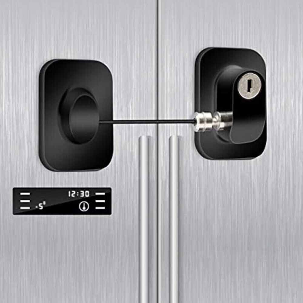 Refrigerator Fridge Lock with 2 Keys Child Safety Childproof Lock for Cabinet Drawers Door Window