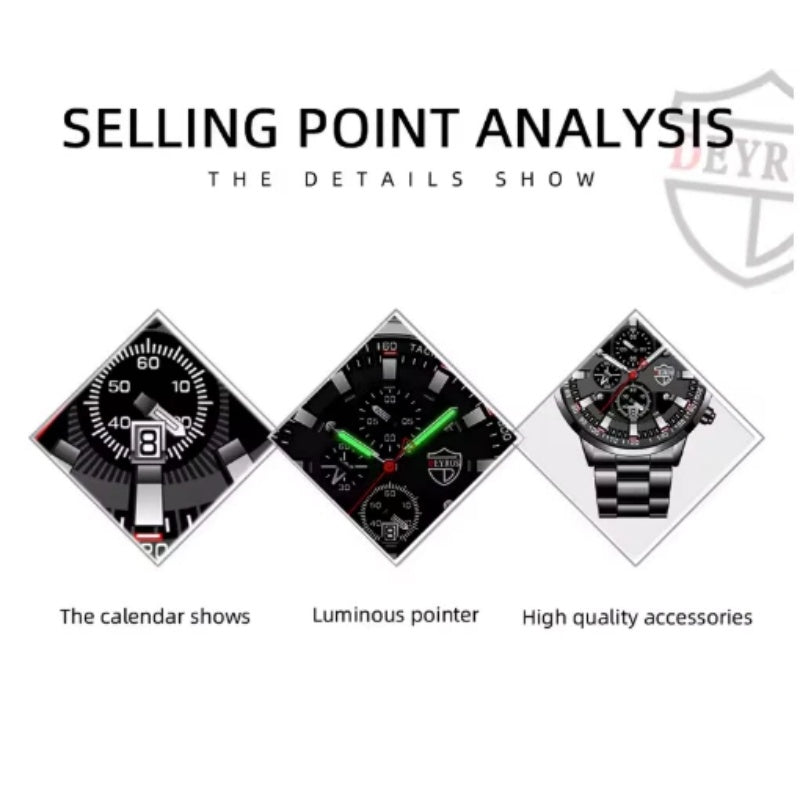 Men's Business Fashion Watch Stainless Steel Strap with FREE Gift Bracelet
