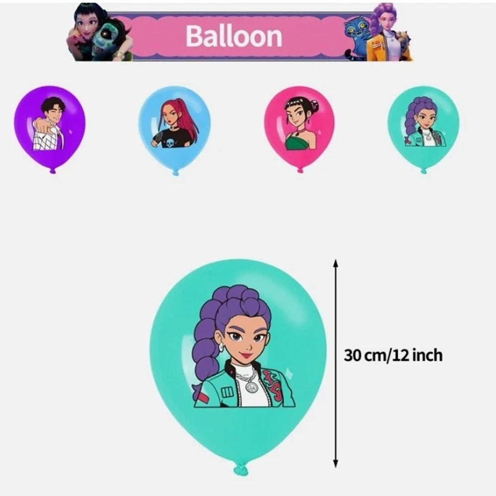 KPop Demon Hunters Themed Party Supplies Birthday Decor Kit - Banner, Balloons & Cake Toppers