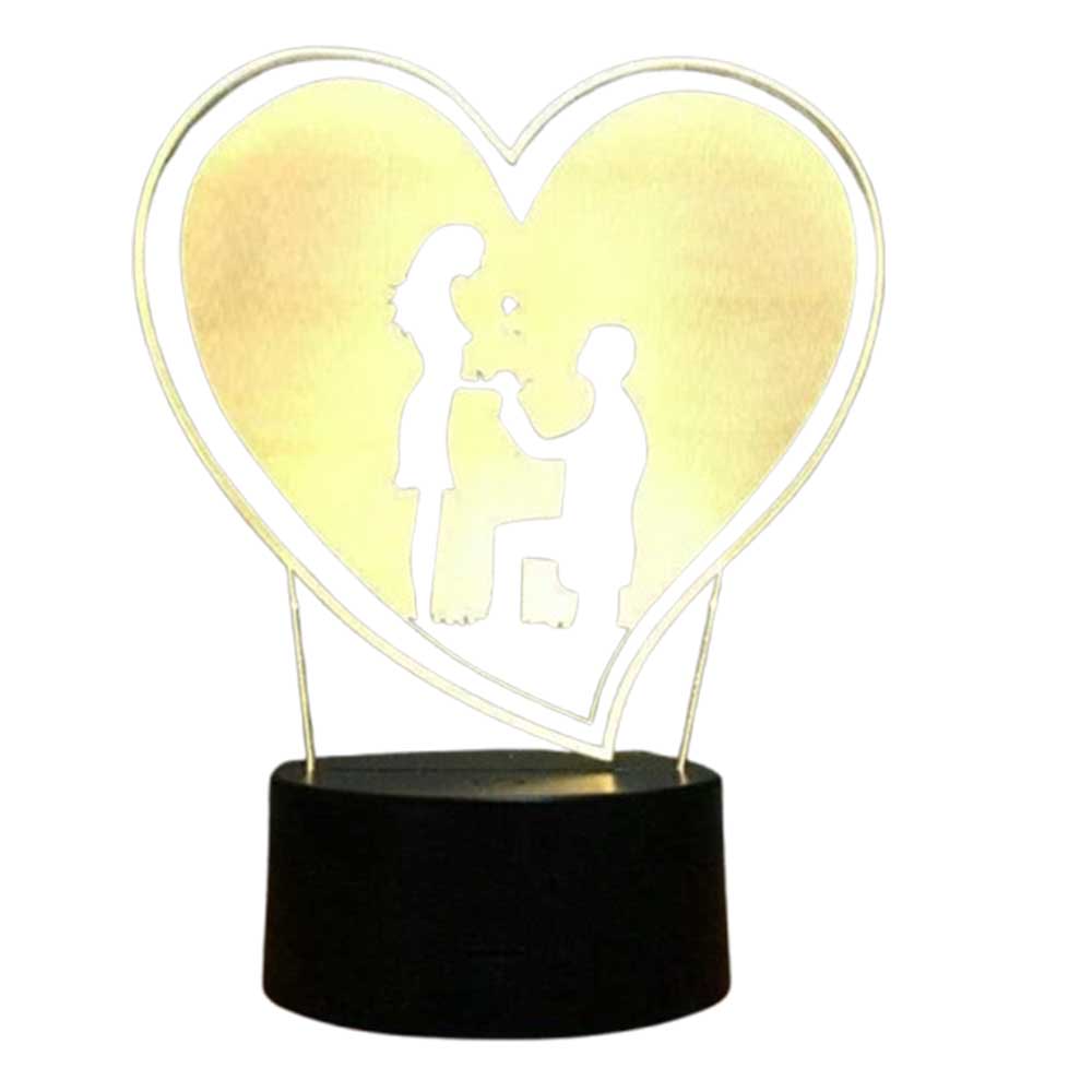 3D Acrylic LED Propose Wedding 7 Colour Novelty Gift Night Light TouchTable Lamp
