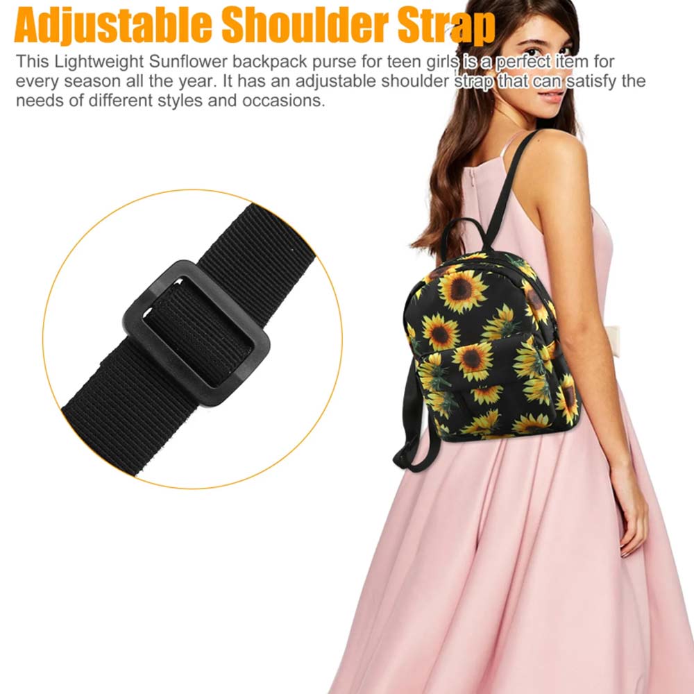 Mini Sunflower Backpack – Women's Purse, Shoulder Rucksack, Handbag & Travel Pouch