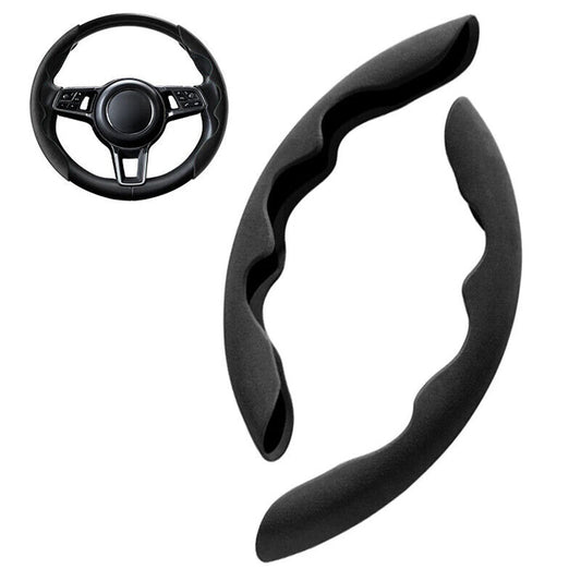 Car Anti-skid Plush Steering Wheel Anti-slip Cover Decor Both Side Universal Red