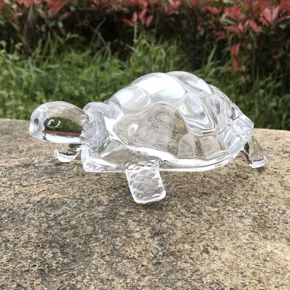 Crystal Glass Turtle Figurine – Miniature Tortoise Statue, Chinese Lucky Feng Shui