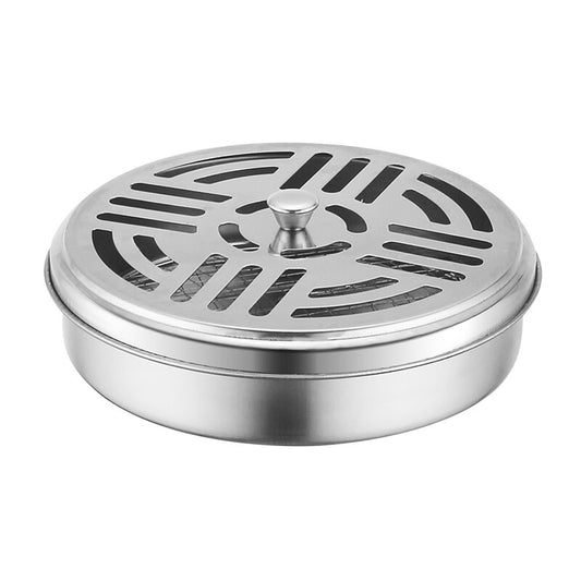 Stainless Steel Mosquito Coil Spiral Repellent Smoke Incense Anti Bug Fly With Lid