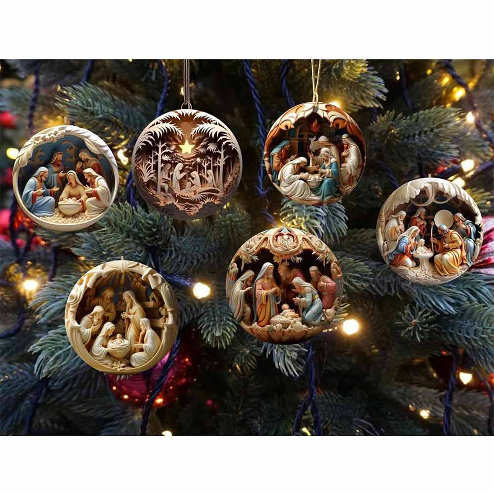 6PCS Nativity Christmas Ornament for Xmas Tree Birth of Jesus Christian Decor