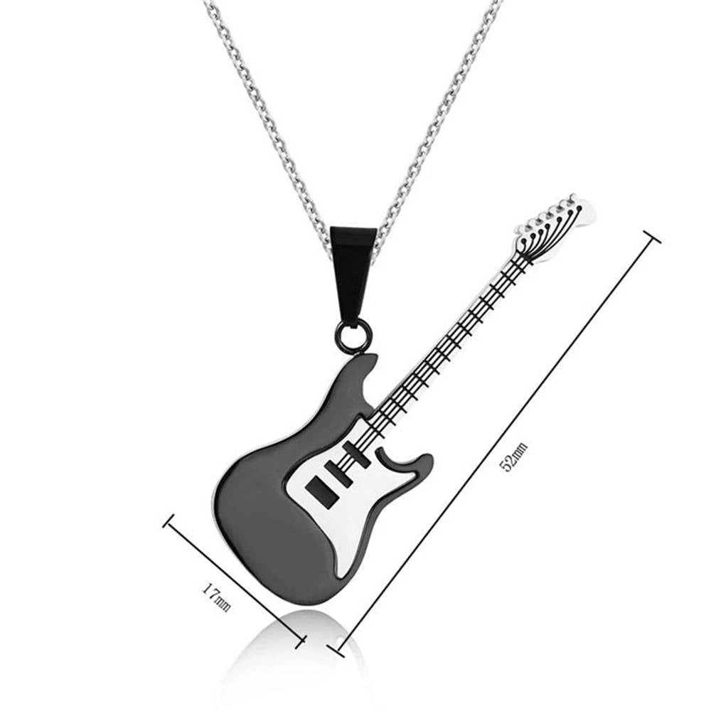 3-Piece Stainless Steel Music Guitar Pendant Necklace Set | Rock Style Unisex Jewelry Gift