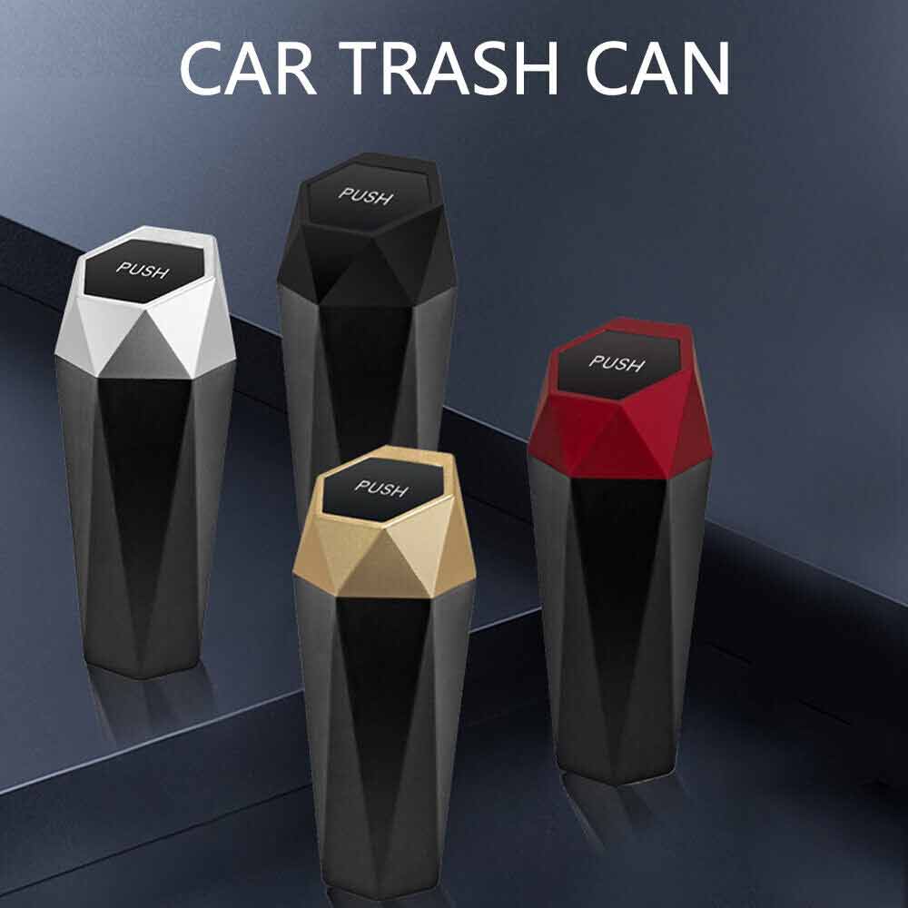 Mini Car Trash Can Bin Push with Lid Car Portable Garbage Can Car Accessories