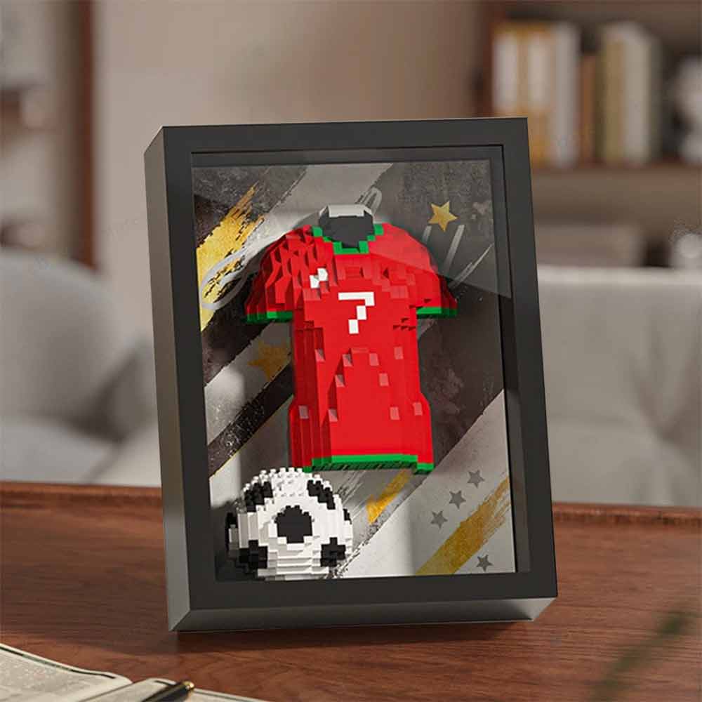 Football Jersey Brick Art Frame – 3D Block Display, Wall Desk Fan Gift