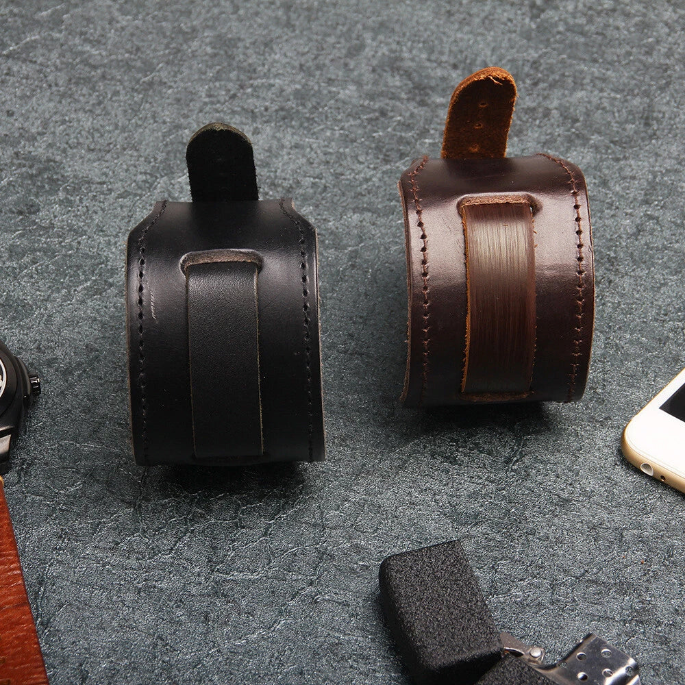 Retro Men'Wide PU Leather Watchband Biker Cuff Wristband Bracelet Gift