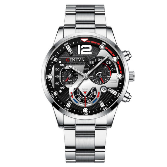 Men's Business Fashion Watch Stainless Steel Strap with FREE Gift Bracelet