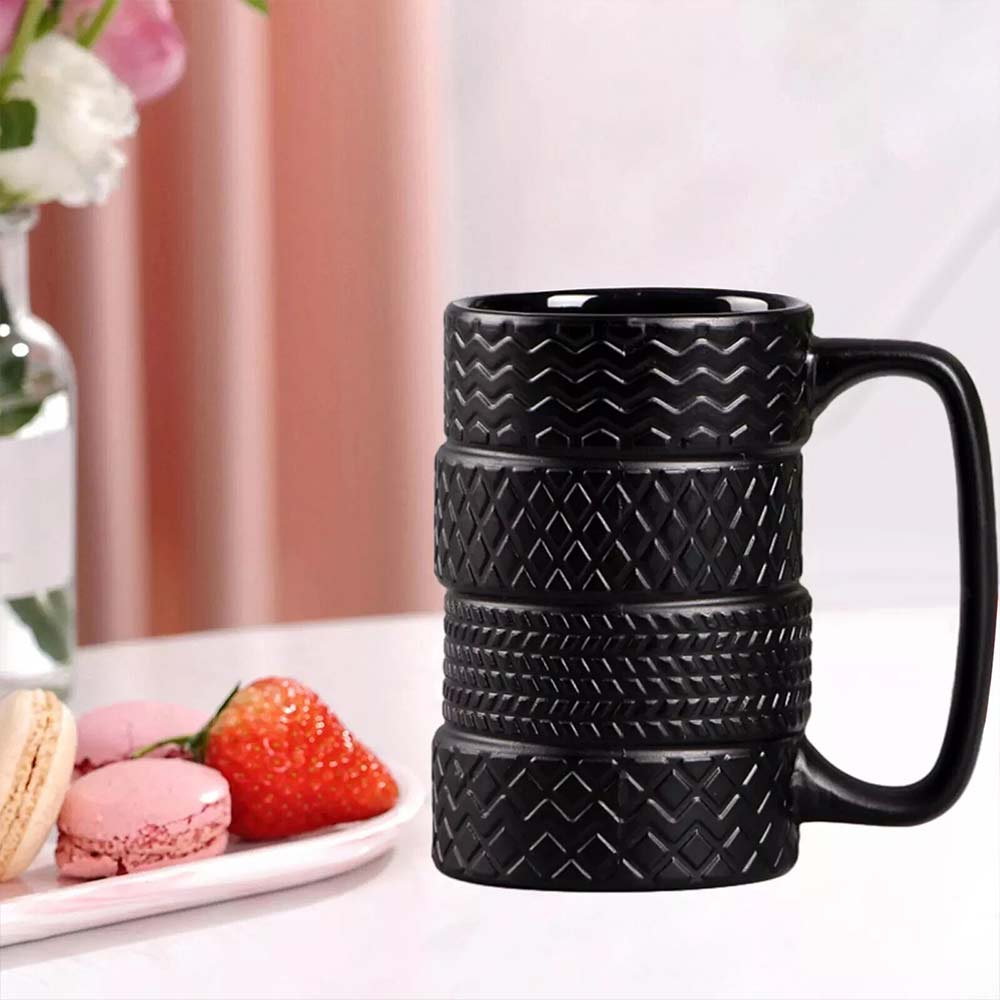 Tyre Tire Ceramic Mug Large 500ml - Novelty Coffee Tea Cup Gift for Car Lovers