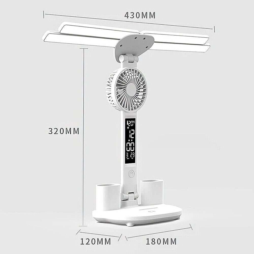 4 IN 1 LED Desk Lamp with Fan Dimmable Reading Lamp Reading Table Night Light