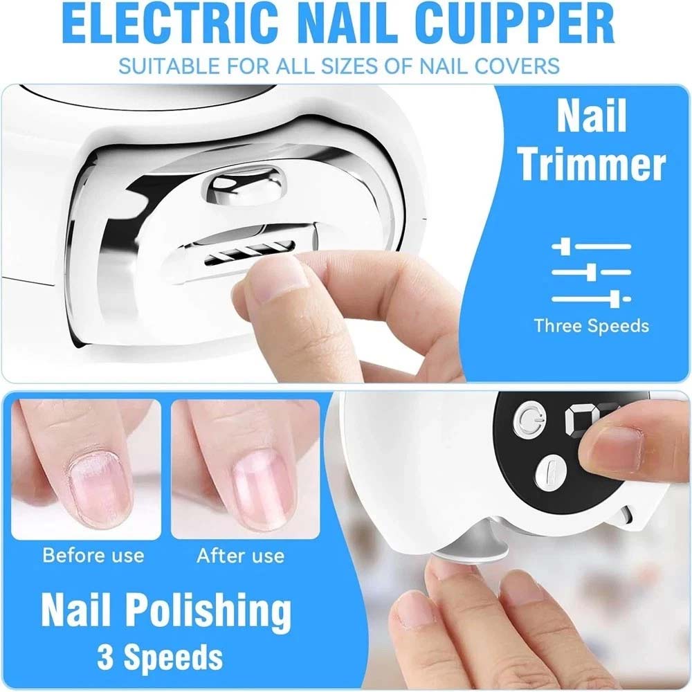 Electric Nail Clippers & File - Automatic Trimmer Cutter Rechargeable with Light