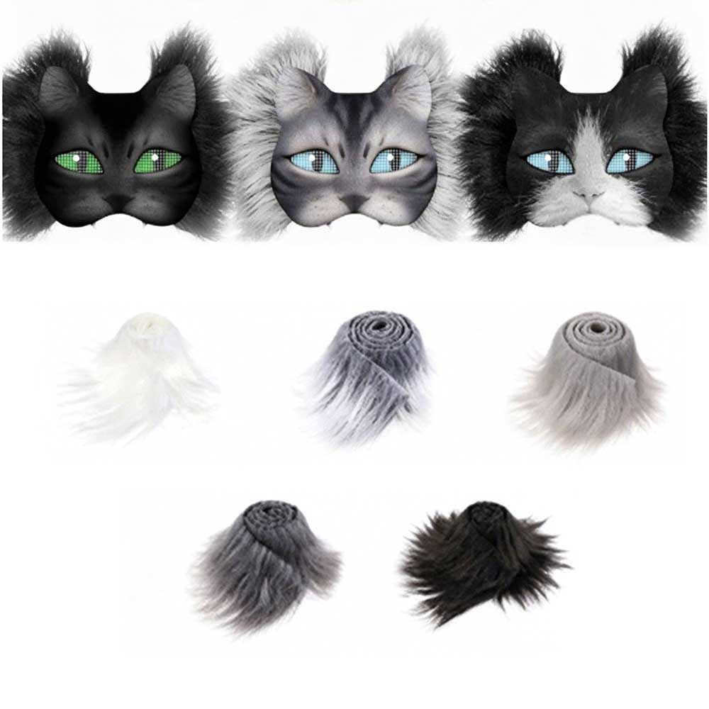 DIY Therian Cat Mask Kit – Faux Mask with Wool Strips for Halloween Cosplay