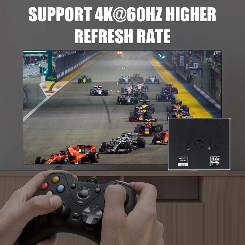 4K 60Hz HDMI 2.1 Splitter Switch - 1 in 2 Out or 2 Input 1 Output for HDTV PC