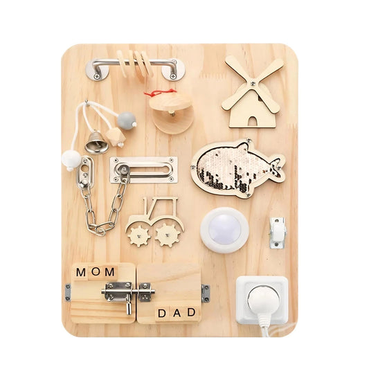 Montessori Busy Board - Educational Fidget Sensory Activity Board for Early Development