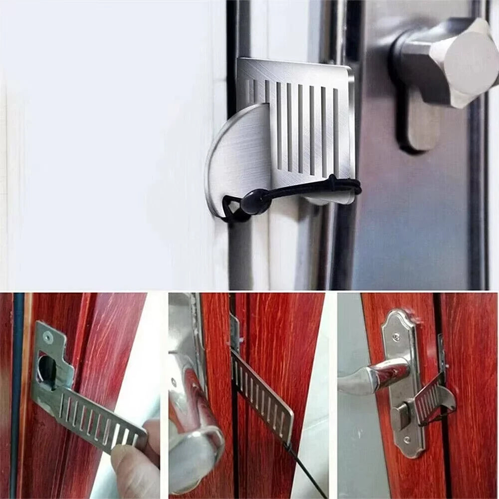 Portable Door Lock – 8cm Stainless Steel Anti-Theft Security Blocker Tool