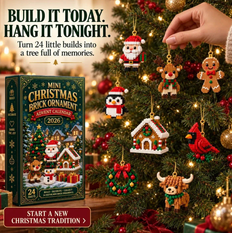24 Pre-Assembled Brick Advent Calendar – Christmas Countdown Blind Box Ornaments