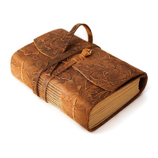 Leather Handmade Writing Notebook - Antique Vintage Brown Bound Daily Journal