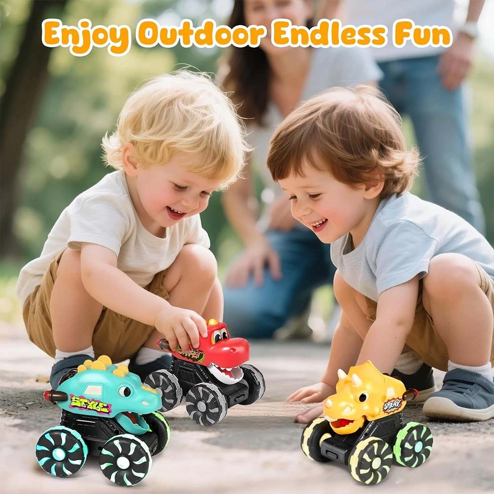 3-Pack Dinosaur Toys Light Up Monster Truck Press and Go Car Toy Set Fun Gift for Boys Girls
