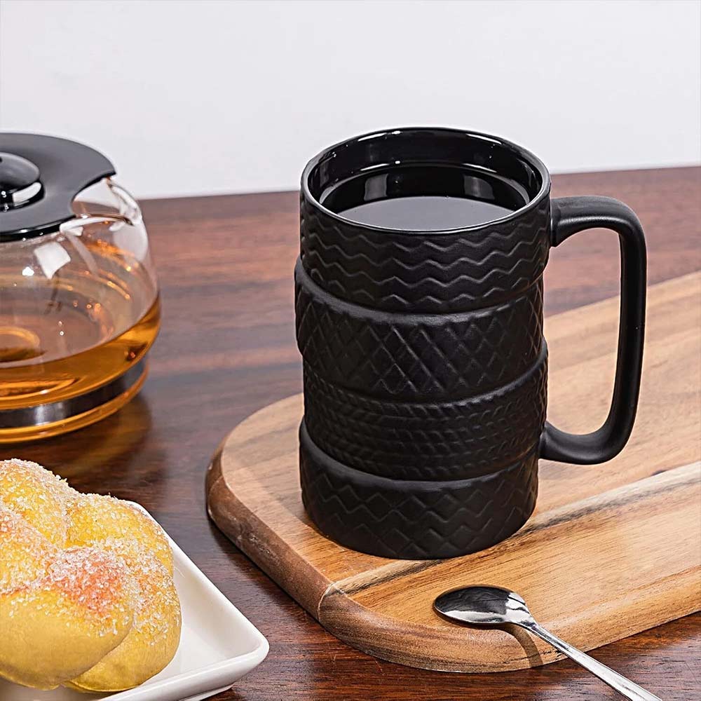 Tyre Tire Ceramic Mug Large 500ml - Novelty Coffee Tea Cup Gift for Car Lovers