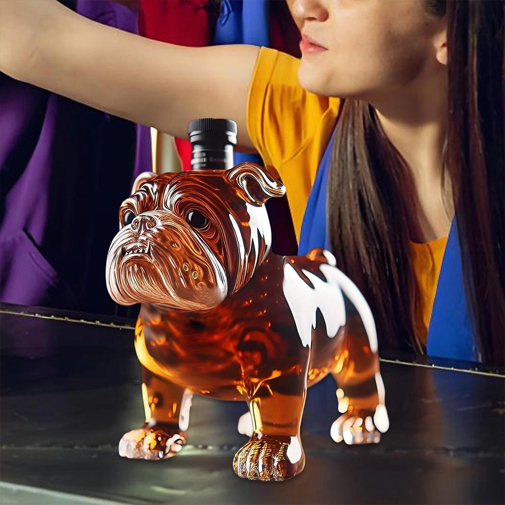 Bulldog Whiskey Bottle – Funny & Unique Animal Glass Decanter for Spirits