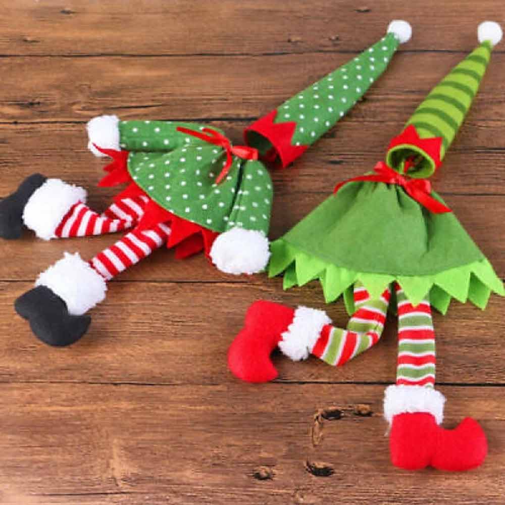 4PCS Christmas Bottle Toppers – Santa Hat Wine Covers for Holiday Table Decor