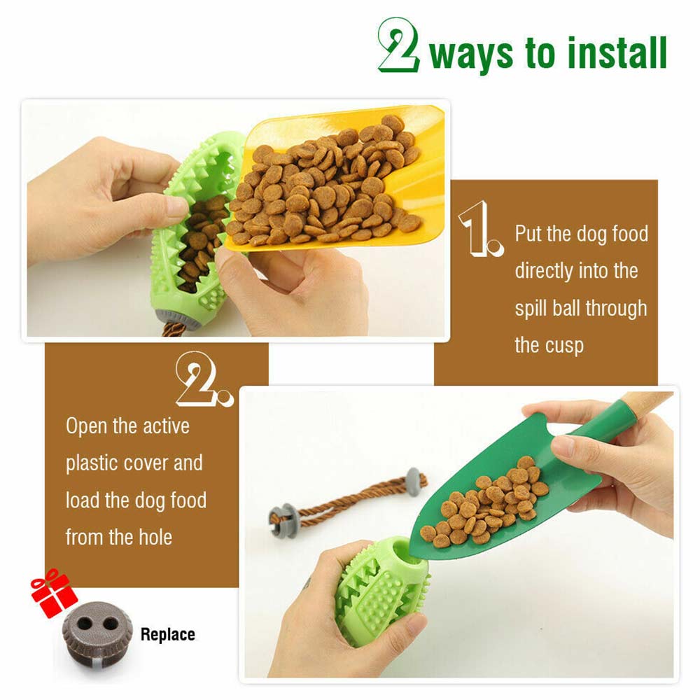 Dog Treat Balls Interactive Toothbrush Chew Toys Cleaning Food Dispenser Feeder