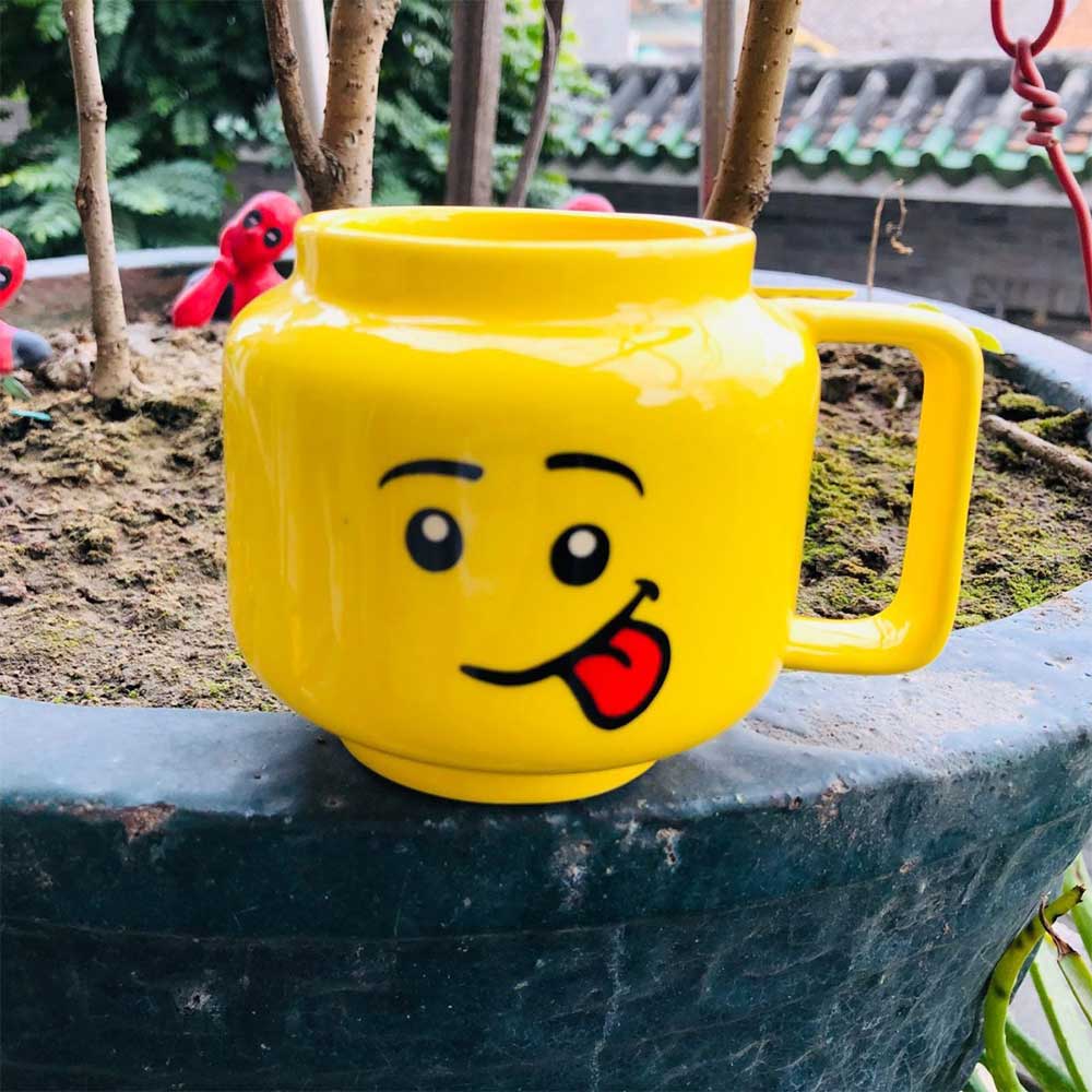 Funny Ceramic Cup Lego Mug Smiling Expression Face Cartoon Coffee Milk Tea 250ml