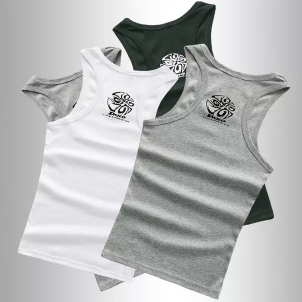 Men Print Vest Sleeveless Top Silm Fit Pullover Tee Shirt Breathing Vest