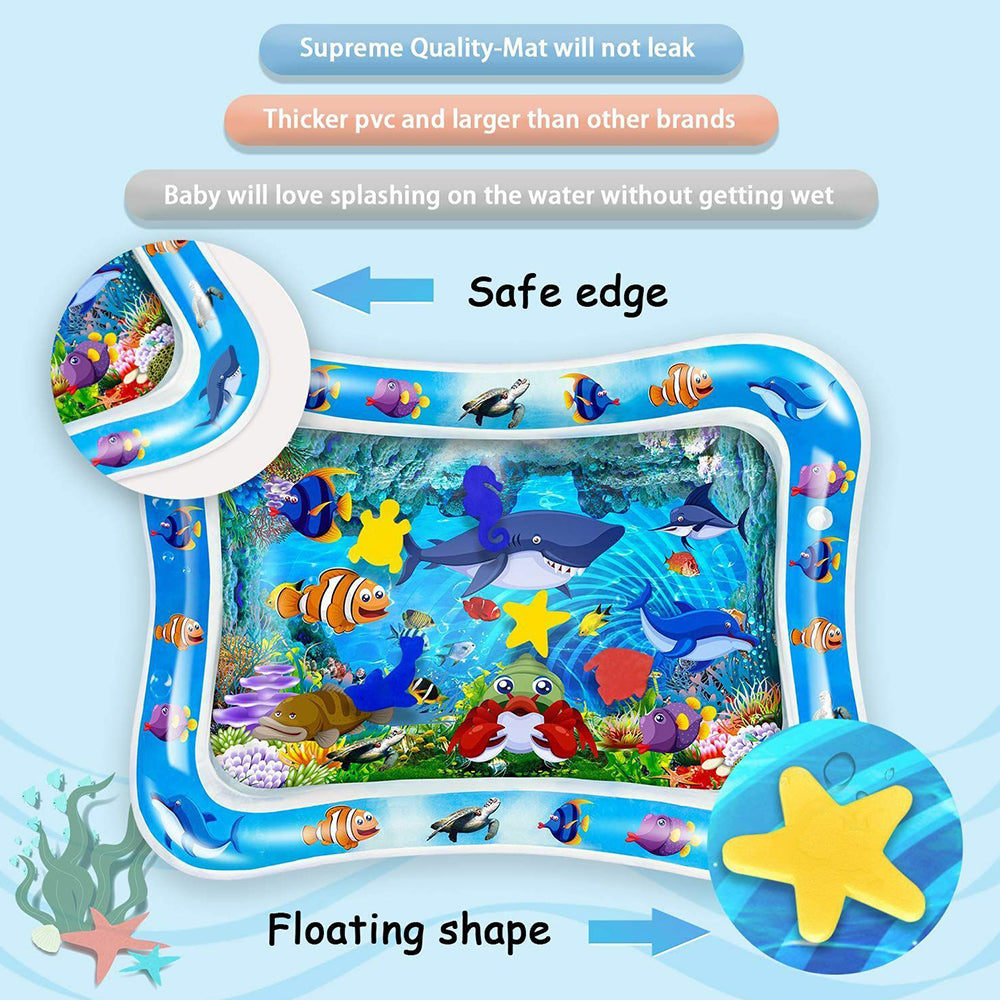 Baby Water Play Mat Inflatable For Infants Toddlers Fun Tummy Time Sea World