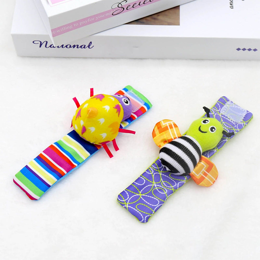 4pcs/Set Baby Rattles Set Wrists Rattles Early Educational Socks Rattles Setv