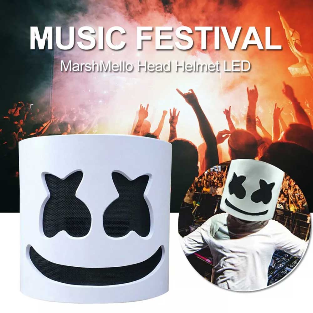 Marsh Mello-DJ Face Mask Helmet Cosplay Marshmallow Bar Music Party Costume Mask