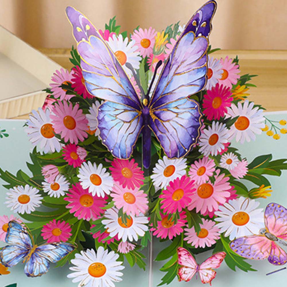 3D Pop-Up Birthday Card – Butterfly Flower Design for Mum, Daughter, Wife, Niece