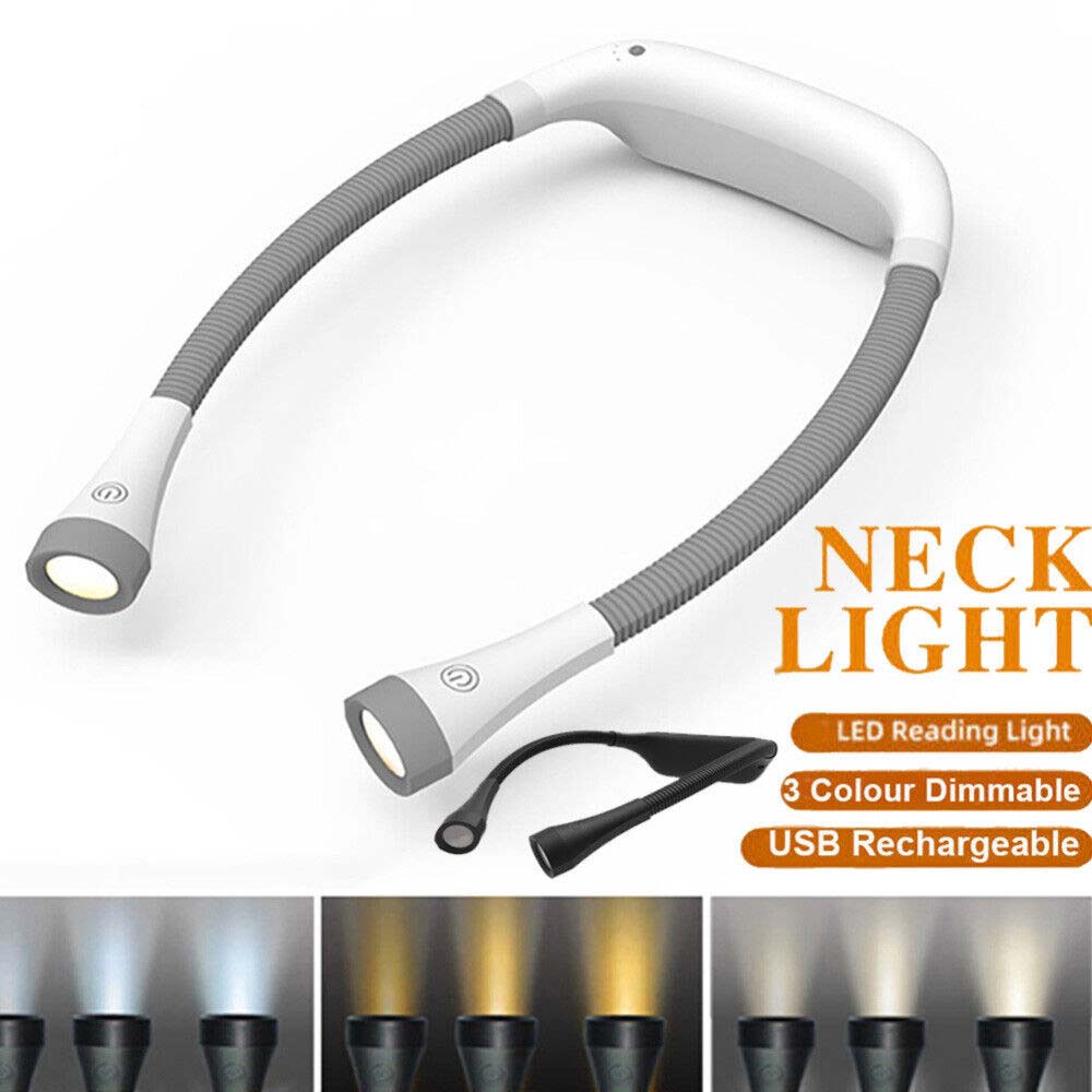 2000mah LED Neck Reading Light Flexible USB Rechargeable Hand Free Bed Nigh Lamp