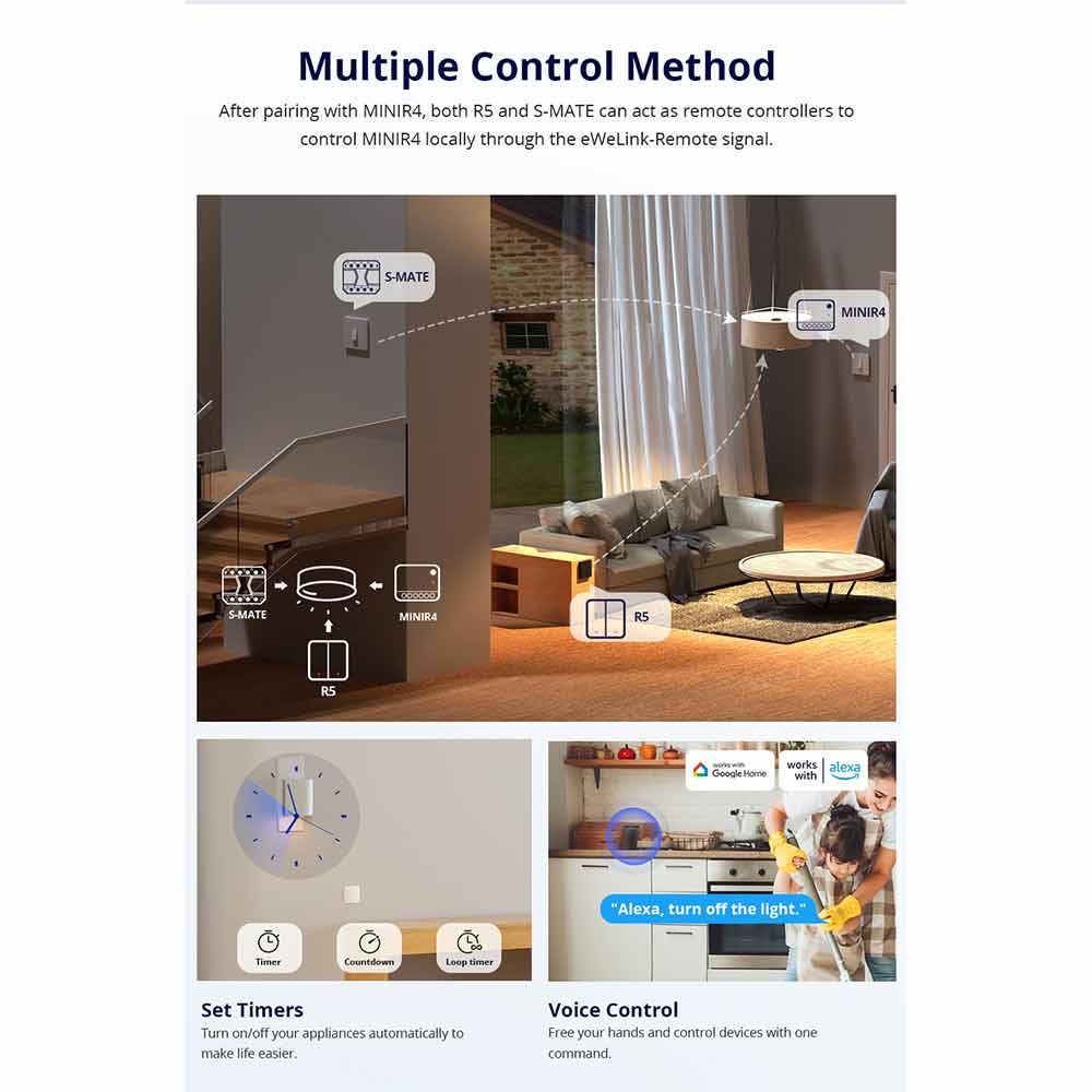 SONOFF MINIR4 10A Mini Wifi Wireless Smart Switch Timer for Alexa Google Home