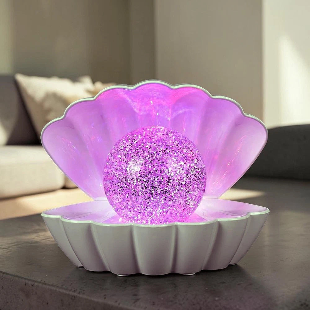 White Glitter Ball Lamp – 7-Colour LED Seashell Clam Mood Light