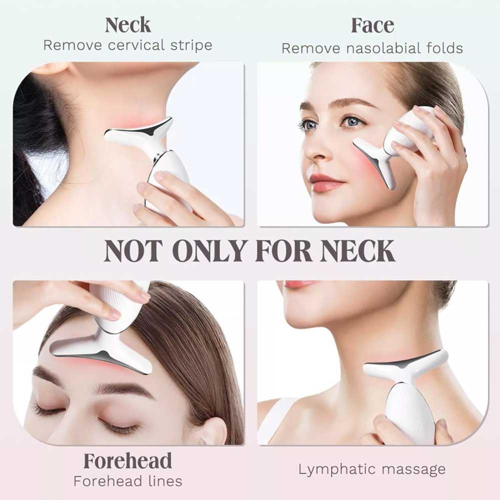 Neck Face Lifting Massager Skin Tighten Device LED and Anti Wrinkle Double Chin