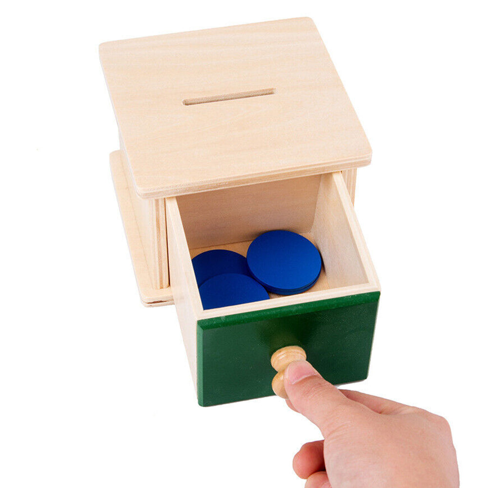 Wooden Educational Object Permanence Coin Box Ball Toy Early Learning