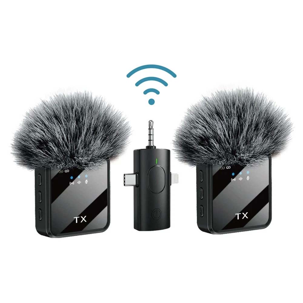 Dual Wireless Lavalier Microphone - Plug & Play Lapel Mic for iPhone, Android, Camera