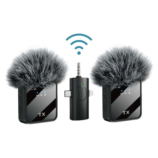 Dual Wireless Lavalier Microphone - Plug & Play Lapel Mic for iPhone, Android, Camera