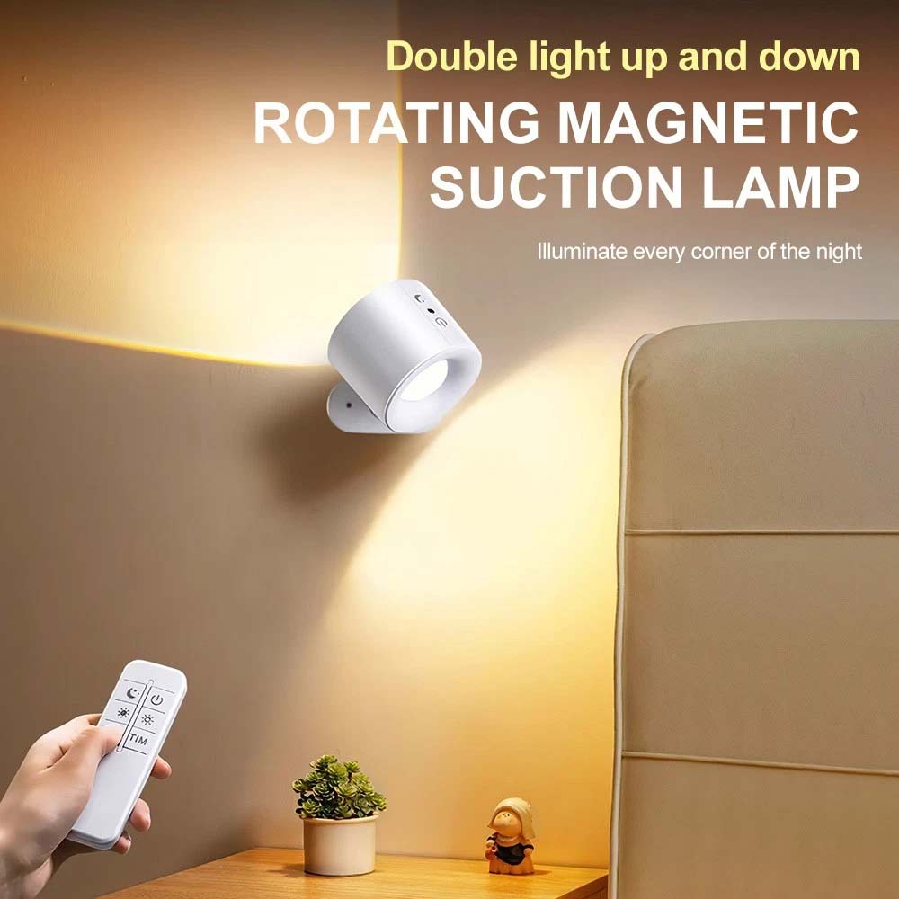 Rechargeable LED Wall Sconce Lights - Magnetic Remote Night Lamp, USB Powered